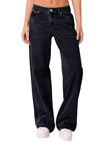 NIMIN Womens Mid Waist Jeans Loose Straight Wide Leg Denim Pants Casual 2025 Y2K Boyfriend Baggy Jeans with Pockets