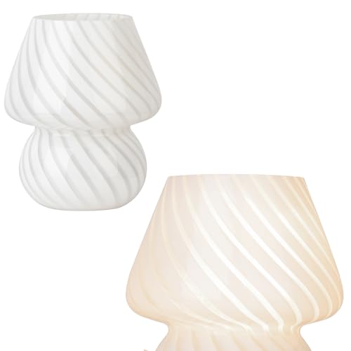 Lampada a fungo piccola, lampada da comodino in vetro a strisce, lampada da scrivania in stile vintageLampada da comodino per camera da letto, sala lettura, arredamento del soggiorno