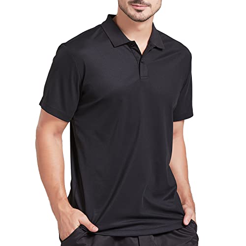 Casei Mens Polo Shirts Golf Shirts Dry Fit Polo Shirts Black and White Polo Shirtï¼ˆBlack,XLï¼‰