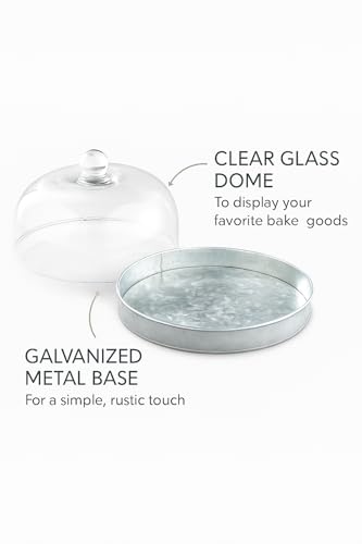 The Lakeside Collection Glass Domed Serving Plate for Confectionery and Baked Goods - Galvanized - Thumbnail 4