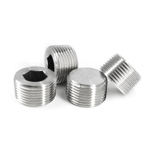 FRFAMJSDF 1pc BSPT/BSPP/NPT Male Thread 304 Stainless Steel Hex Socket End Cap Inner Hexagon Oil Water Pipe Fitting(BSPT thread,