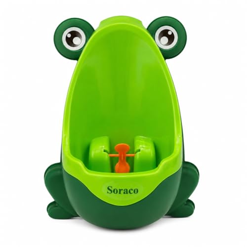 Soraco Cute Frog Potty Training Urinal for Boys with Funny Aiming Target, Toddler Urinals for Potty Training (Green)