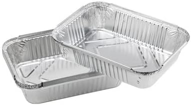 WSHA 1750ML Disposable Aluminum Foil Steam Pan Baking Roast Pans with Flat Lids and Silicone Brush, 10PACK