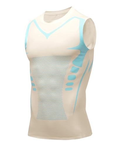 Image of Compression Shirt Men Slimming Body Shaper Vest Crewneck Workout Tank Top | Tummy Control Undershirts, Gynecomastia Compression Shirts, Back Support, Sleeveless Muscle Shirts, Shaping Tank Top