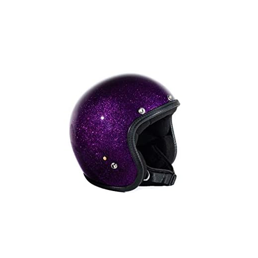 70's HELMETS Casco Moto Jet METALFLAKES Porpora Bordo nero [Omologato ECE] Taglia S2