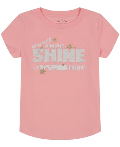 Image of Nautica Girls Short Sleeve Legacy T-Shirt with Flip Sequin Design, Cotton Tee with Tagless Interior