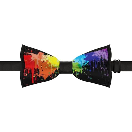 GoasNei Glow in Dark Splatter Neon Bow Tie for Men Adjustable Necktie Funny Tie Neck Ties for Weddings Party
