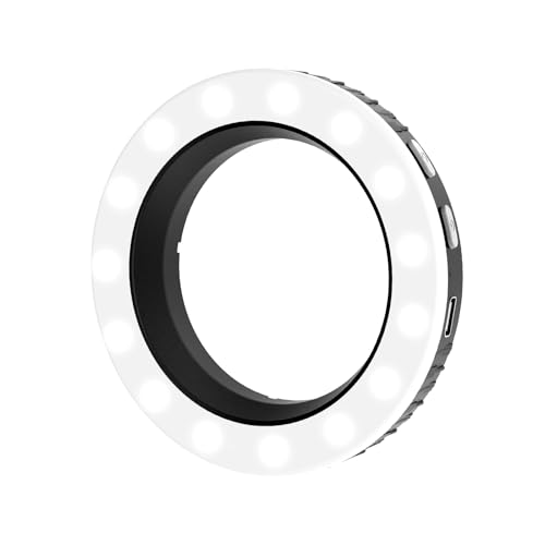 Anneau lumineux fileté 67mm éclairage LED bicolore rechargeable pour objectif et étui téléphone