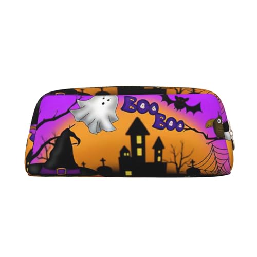 Halloween Gufo Fantasma Zucca Stampa Adulti Matita Sacchetto Versatile Astuccio Cerniera Multifunzionale Taglia unica oro