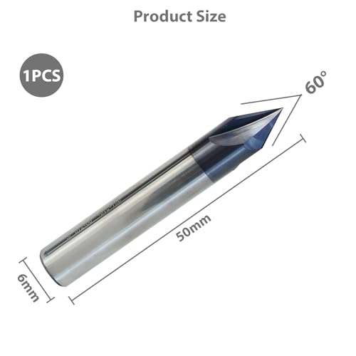 ANBOO Fasenfräser 60 Grad V-Nutfräser 3 Flöten 6mm Schaft VHM mit TiAlN-Beschichtung CNC Fräser für Oberfräse Werkzeugmaschinen Holz MDF Aluminium Gravur