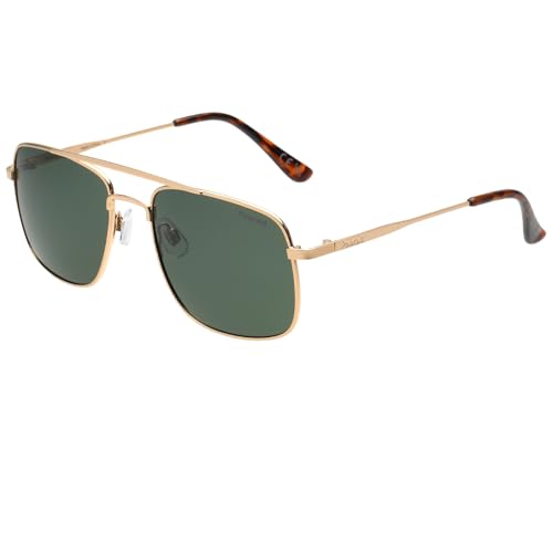 Image of Polaroid | Gold Full rim Square Branded and Stylish Sunglasses | Polarized | 100% UV Protection (UV 400) Green Lens | Men | Large | POL 17 M GOLD /GREEN