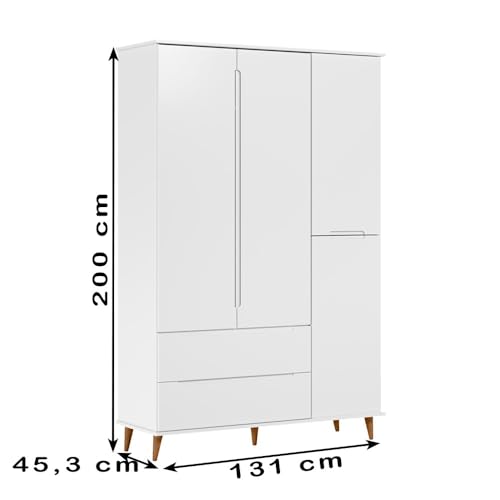 Guarda Roupa Infantil Pes Retro 4 PT 9300 Branco Acetinado PLLA
