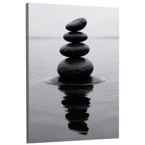 Framed Canvas Wall Art Zen Stone Stack Balance Serenity Minimalist