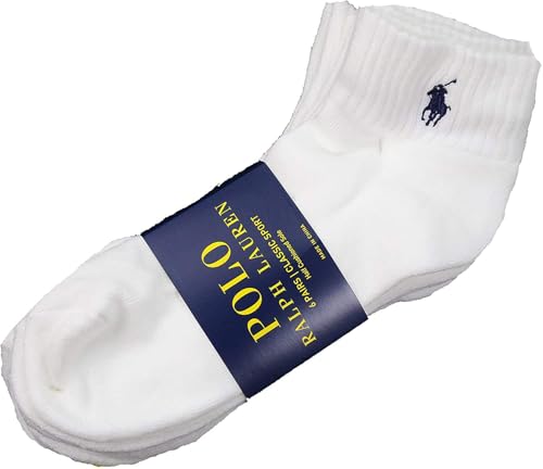 Polo Ralph Lauren Mens Low Cut Socks (Sock Size 6-13, White 6 Pairs)3