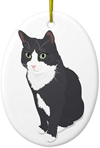 Tuxedo Cat Ceramic Ornament