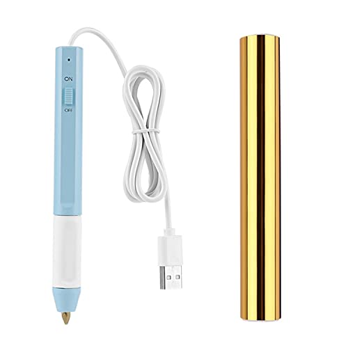 OTCRAFT Hot Foil Roon & Hot Heated Foil Pens Set,Foil Quill Starter USB Heat Foil Pen for Scrapbooking Tool Kits Gold Glimmer Hot Foil Roll for Card Making Craft Scrapbooking Drawing Pen (2.5x0.35mm)