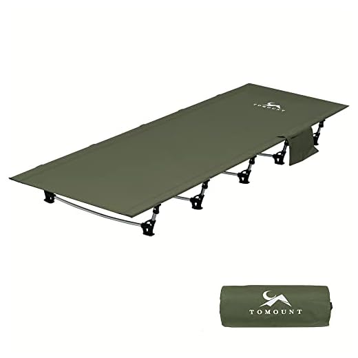 TOMOUNT Cama plegable ultraligera de aluminio, compacta, portátil, fácil de construir, resistente cama de camping para camping, senderismo, viajes, playa, verde