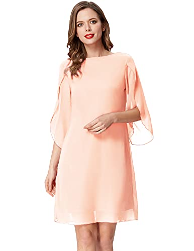 Grace Karin Women Formal Bridesmaid Dress 3/4 Sleeve Casual Chiffon Dress Pale Pink M #TOP3