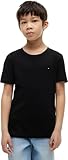 Tommy Hilfiger Bambino T-Shirt Maniche Corte Scollo Rotondo, Nero (Meteorite), 14 Anni