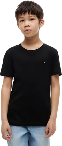 Tommy Hilfiger Bambino T-Shirt Maniche Corte Scollo Rotondo, Nero (Meteorite), 14 Anni