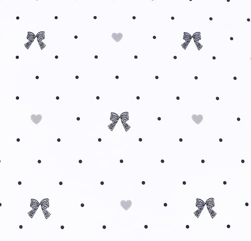 Image of Scientific Sleep Lace Bow Romantic Bowknot Black Dot 100% Cotton 3 Pcs Twin Bed Sheet Set Kids Boys Girls Teen, Flat Sheet & Fitted Sheet & Pillowcase Child Bedding Set (Bow, Twin)