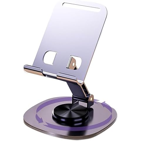 AIQIBAO Portable Cell Phone Stand for Desk，Adjustable Foldable Desktop Phone Holder Anti-Slip 360 Rotating Phone Holders for All Mobile Phones,iPhone,iPad Cover