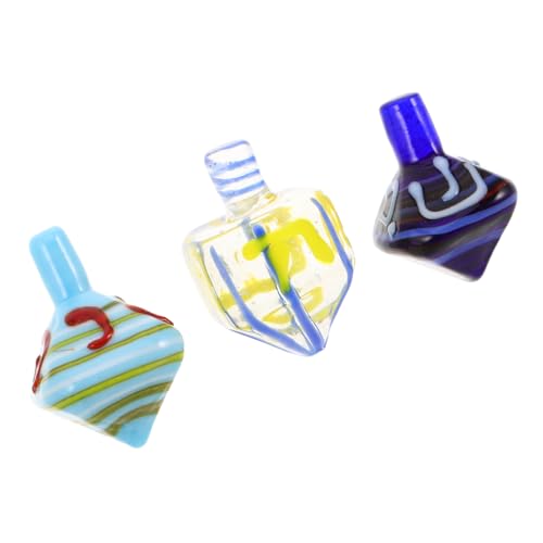 ERINGOGO 3Pcs Glass Dreidel Set Hanukkah Tradition Jewish Collectible Dreidel Game for Family Holiday Decor Classic Glass Judaica Menorah Accent
