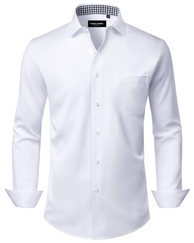 Alimens & Gentle Mens Dress Shirts Casual Long Sleeve Wrinkle Free Stretch Club Prom Party Button Down Shirt with Pocket