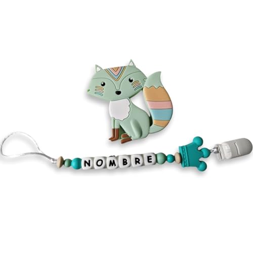 Genérico TetebyNoa - Cesta Regalo Personalizado para Bebe Recien Nacido, Set de Chupetero Personalizado - Babero Personalizado - Muselina Grande de Algodón y Accesorios. (Chupetero Corona) (Corona)