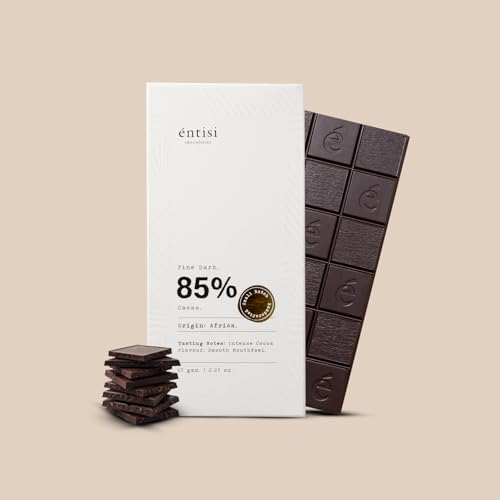Image of Entisi Dark Chocolate Bar - Chocolates in Fresh, 85% Cocoa, Vegan, Single-Origin Africa Dark Chocolate,Rich in Antioxidants, Gourmet Treat with Smooth Texture, Premium Snack or Gift Option
