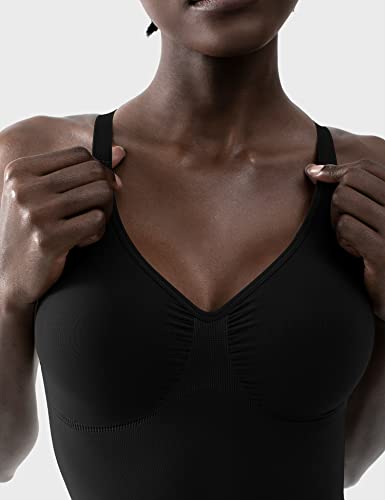 Pumiey Shapewear Bodysuit For Women Tummy Control V-Neck Sculpting Bodysuit, Jet Black, Large-X-Large #TOP4