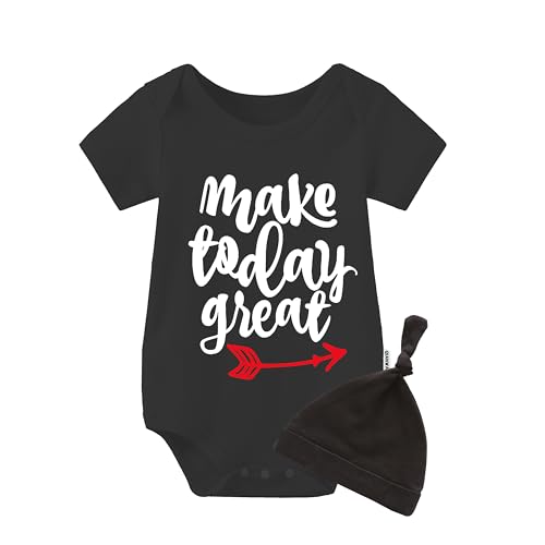 Image of QIANWANYI Baby Twins Bodysuit Make Today Great Newborn Baby Romper Unisex Toddler Clothes Cute Outfits Set(black 3m)