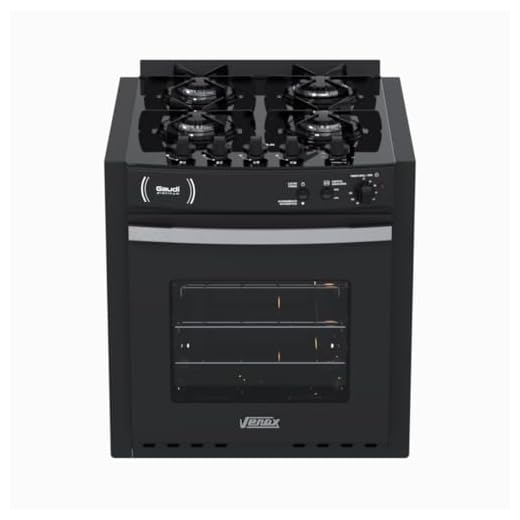Fogao de Embutir 4 Bocas Venax Gaudi Platinum Vitreo Preto Gás GLP 127 V