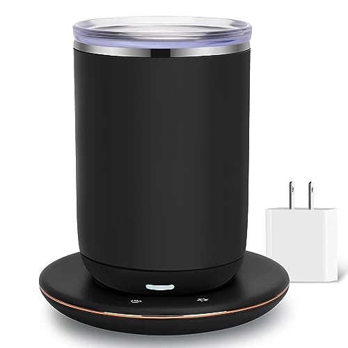 AZFUNN Self Heating Coffee Mug with Lid & Self Stirring, Temperature Control Electric Heated Smart Cup, 8 Hours Auto Shut Off, Gifts for Women Men Mon Dad Birthday