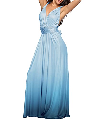 Image of Sexyshine Women's Backless Gown Dress Convertible Multi-Way Wrap Halter Cocktail Dress Bandage Bridesmaid Long Dresses
