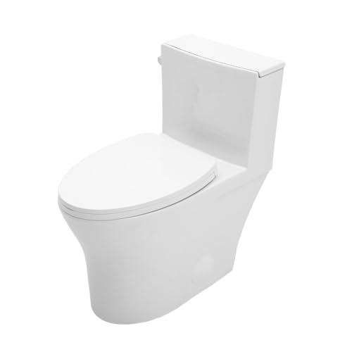 Inodoro de una pieza alargado, compacto, con asiento de cierre suave y kit completo de instalación, altura ADA para sillas, descarga de alta eficiencia de 1,28 GPF, distancia de instalación de 12 pulgadas, color blanco miniatura 1