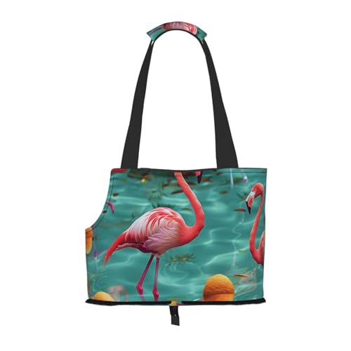 Sac fourre-tout léger imprimé flamant rose pliable pour transport chat et chien