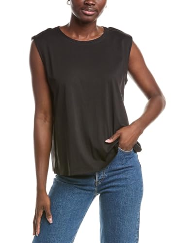 Womens Round Neck Top, L, Black