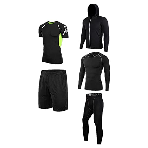 JXRYFMCY Sportbekleidung für Männer 5 stücke Herrenkompression Unterwäsche Set Langarm Laufen Fitness Kleidung Kompressionsset (Color : Black, Größe : S) Cover