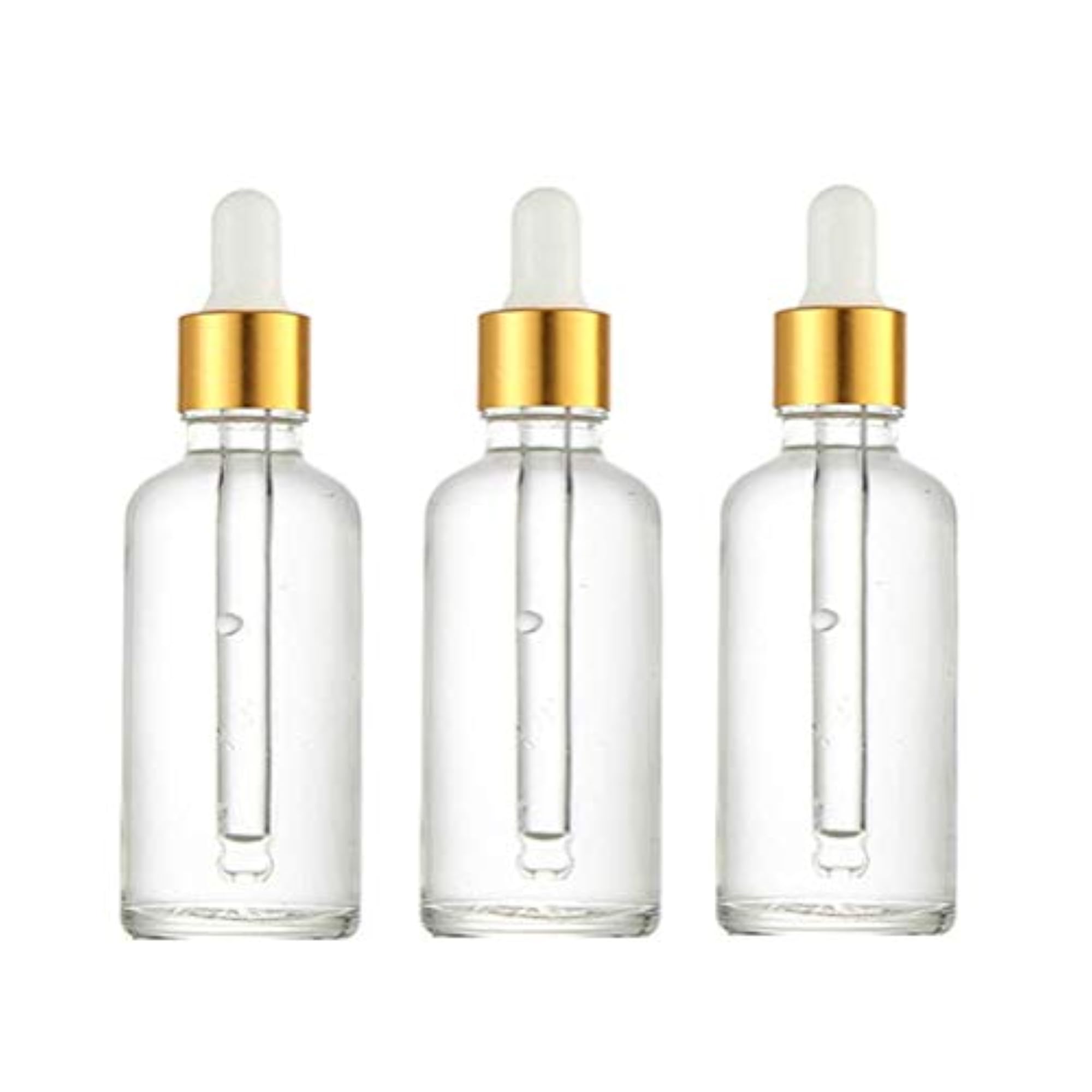 3pcs Clear Glass Essential Oil Dropper Bottles, 50ml