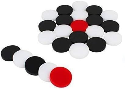Carrom Coins | 24 Acrylic Coins 11 White, 11 Black, 2 Red for Carrom Board Game
