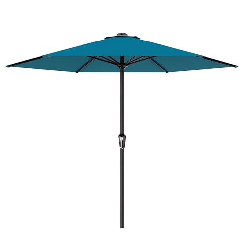 AreShark 11 FT Patio Umbrella for Outdoor, Outdoor Table Umbrella with Push Button Tilt and Crank, Outdoor Patio Umbrellas with 6 Sturdy Ribs, Patio Umbrellas for Market, Garden, Pool (Lake Blue)