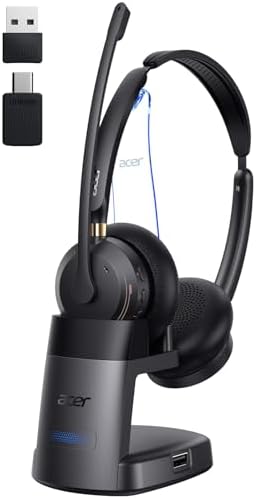 Amazon.com: Wireless Headset with Mic for Work, AI ENC Noise Cancelling ...