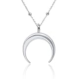 WANDA PLATA Colgante Media Luna Invertida para Mujer en Plata de Ley 925, Collar Cuerno, Gargantilla en Forma de Luna Creciente, Joyas de Moda Joven en Caja de Regalo