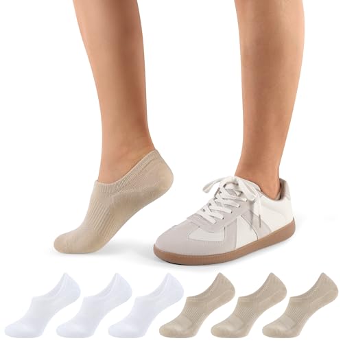 CLOSEMATE No Show Ankle Socks for Women Cushioned Low Cut Non Slip with Silicone Grips 6 Pairs