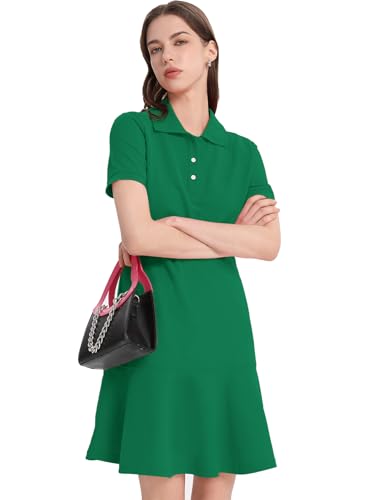 Image of Flygo Womens Polo Dress Summer Short Sleeve Ruffle T Shirt Dress