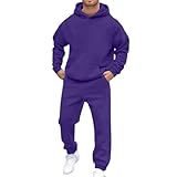 Conjunto deportivo de 2 piezas con capucha para hombre, conjunto de chándal para correr, trajes deportivos casuales, para otoño e invierno, ocio, manga larga, con bolsillos, Morado (, M