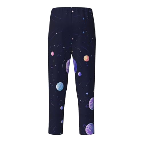 Pajama Pants Pajama Bottoms with Elastic Waistband Sleepwear Lounge Pants, Universe Planets2