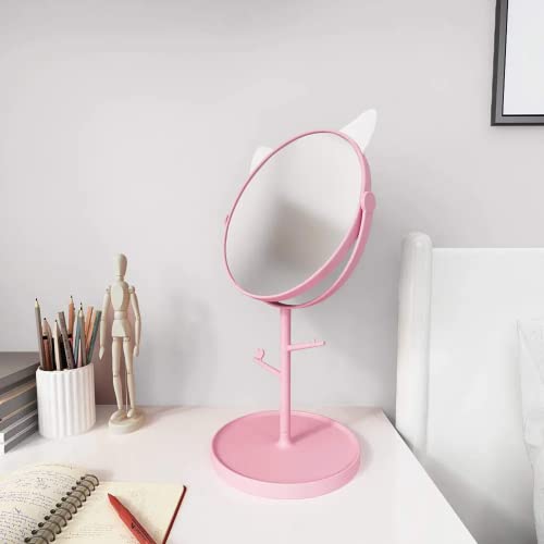 Espelho de mesa em forma de orelhas de gato fofo-Kawaii Espelho de penteadeira para você no banheiro