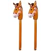 2PCS Inflatable Stick Pony, Inflatable Pony Head on Stick Horse Costume for Halloween/Western Cowboy/Horse Baby Shower Birthday Party Decorations Supplies Favors Props, 37 Inches (Brown)